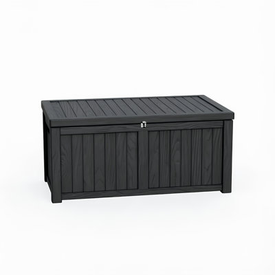 Rosie Art 56.3'' W 120 Gallon Lockable Deck Box: Black Water Resistant Outdoor Storage