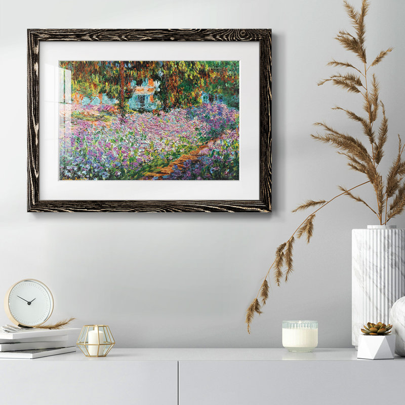 Iris in Monet's Garden, 1900 03 - Reproduction encadrée rustique avec tableau mat, Noir, H 18 po x l 26 po x P 1,5 po