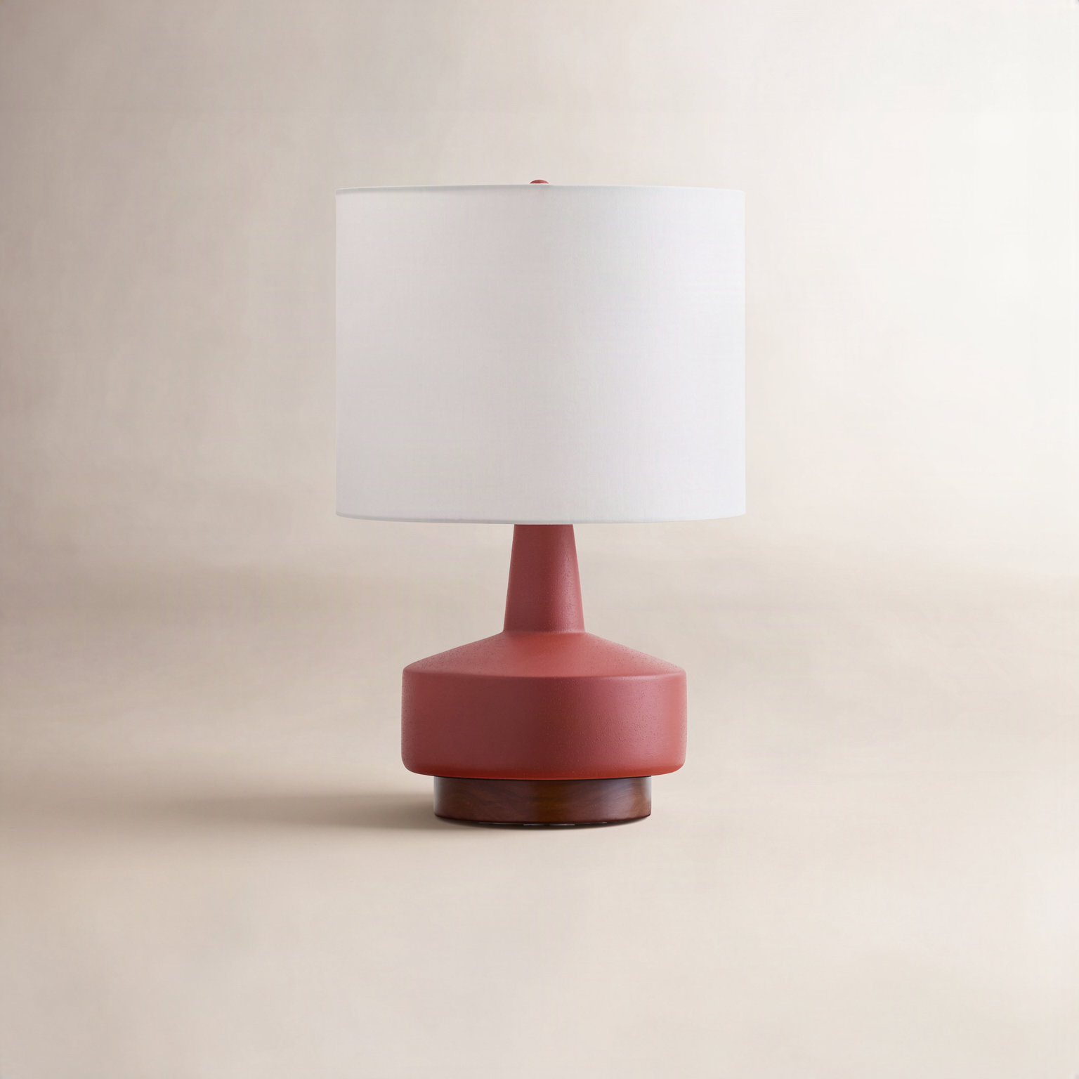 Ceramic Table Lamp, Terracotta, White