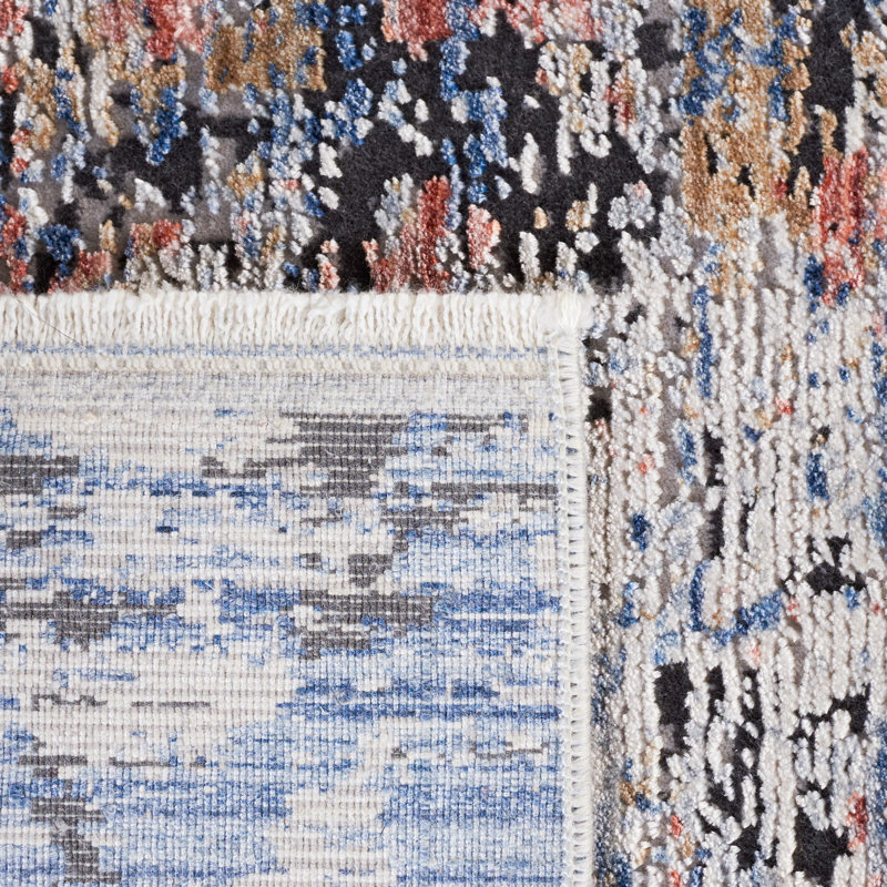 Tapis bleu / rouille, Rectangle 6 pi x 9 pi
