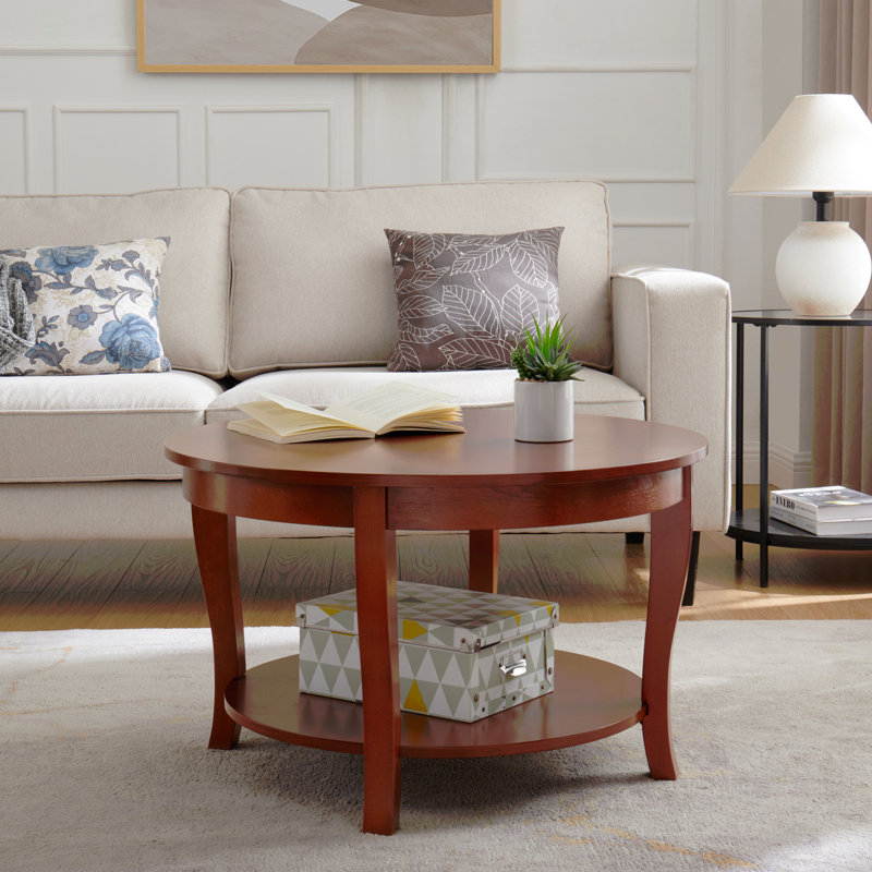 Table basse Traditional, Dark Brown Wood / Tan