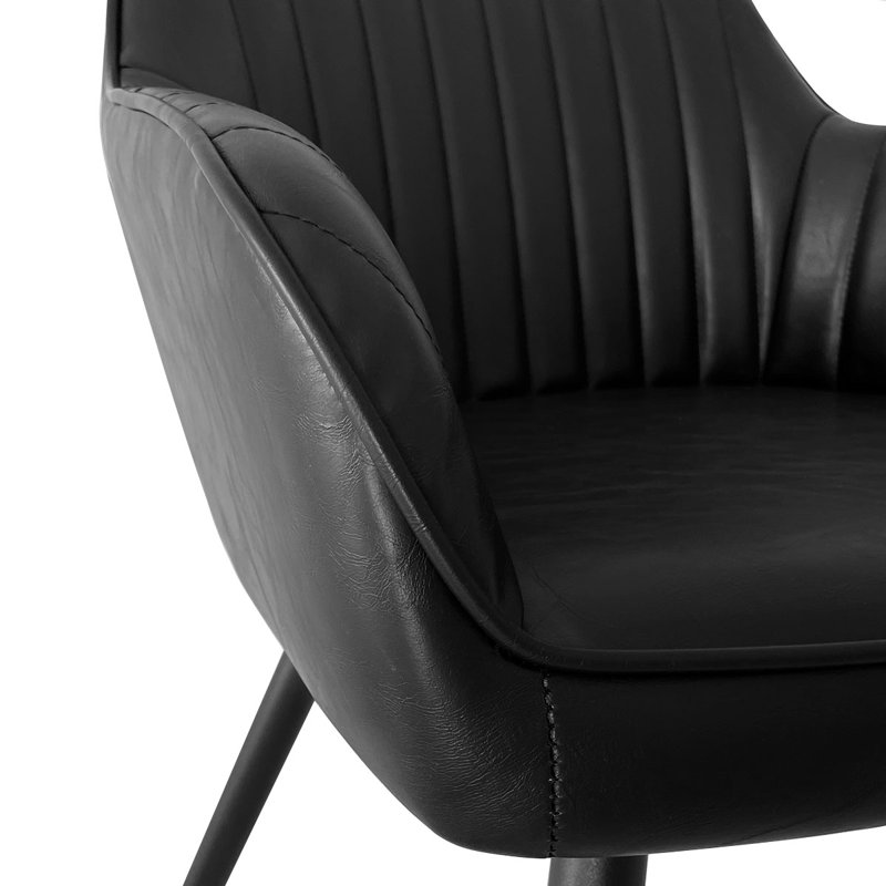 Fauteuil de salle à manger en simili cuir H 19 po Covello, Noir