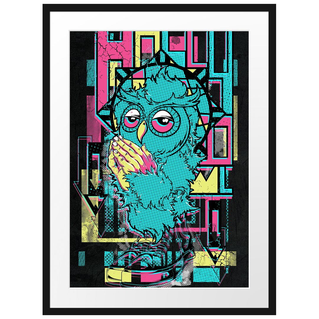 Gerahmtes Poster Owl Prayer Black