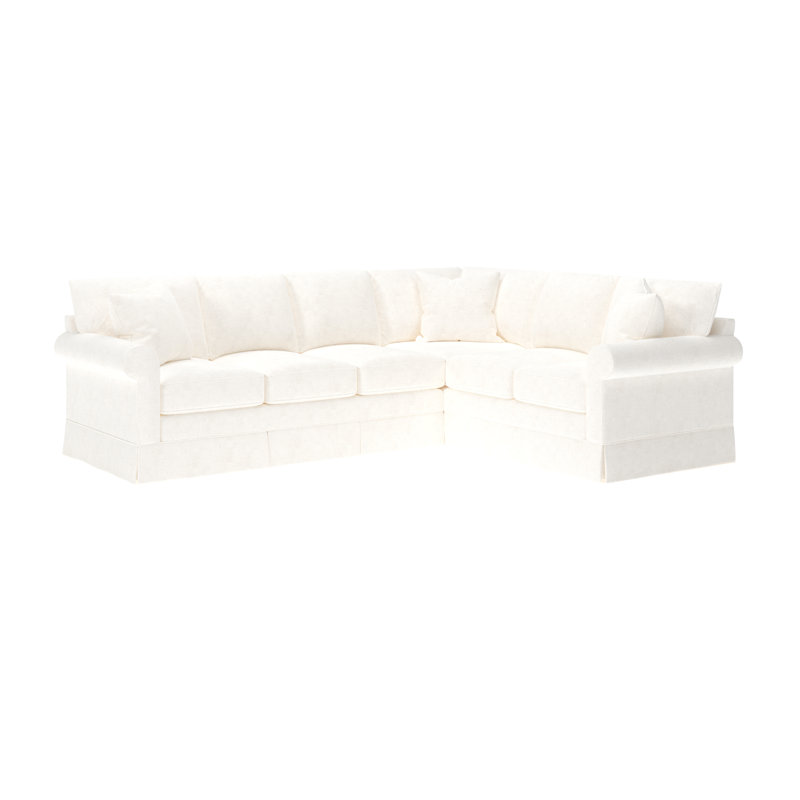 Friedman 115" W 2-Piece Upholstered Sectional with Foam and Down Blend Cushions, Right Hand Facing, Bevin Natural Linen Blend