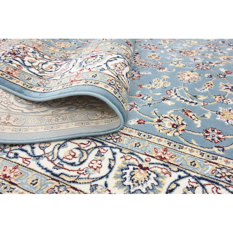 Tapis oriental Jackson / ivoire / bleu Jackson, Blue, Rond 5 pi 3 po