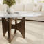 Table basse moderne Arab Wabi-Sabi de 35 po avec base en bois massif arqué creux pour appartement et salon-1270217328-1270217337
