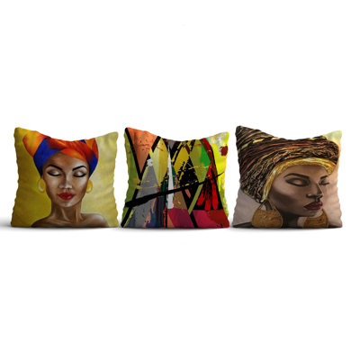 Ensemble de coussins confortables (3 pièces), 17 x 17 pouces | Rembourrage en silicone 50% coton / 50% polyester | Lavable à la machine, repassable, impression numérique | Parfait pour la décoration intérieure, les canapés et les chaises
