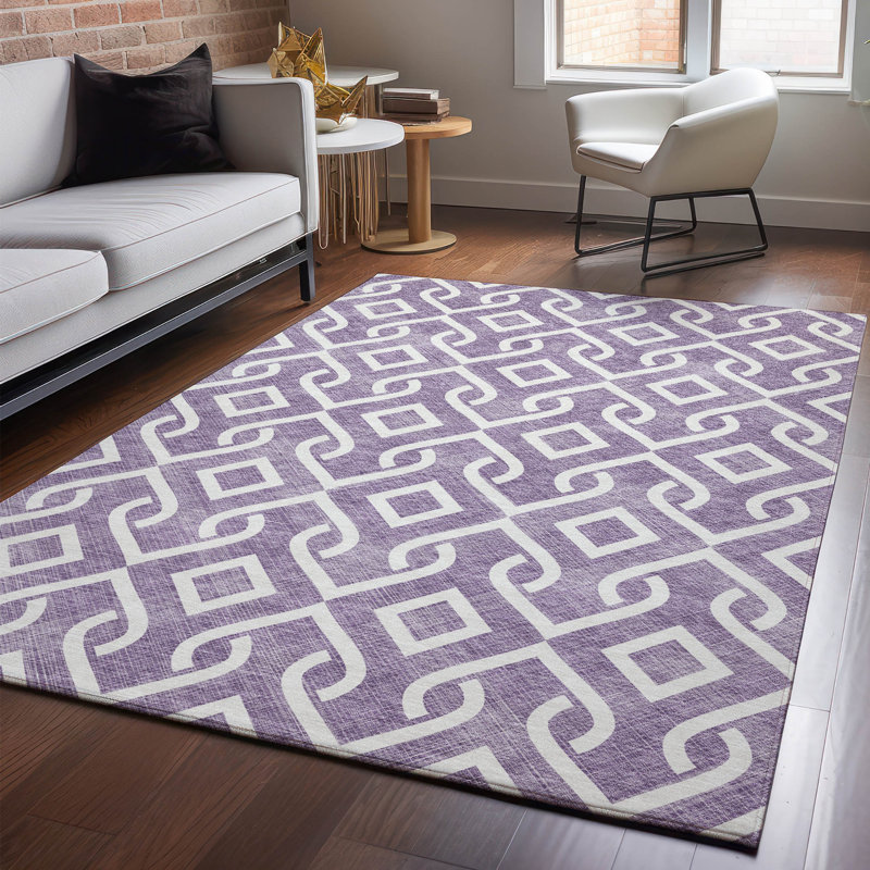 Premium Machine Washable Cerrito Purple Rug, Rectangle 2'6" x 3'10"