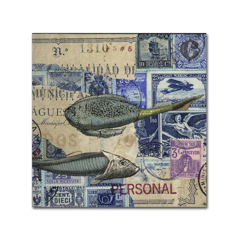 "Kaeya Cap Cream Blue" par Nick Bantock, impression sur toile tendue, H 35 po x l 35 po x P 2 po