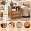 Table de chevet en rotin de 23 po avec station de charge, table de chevet en bois avec deux tiroirs et tablette ouverte, armoire de rangement bohémienne pour chambre à coucher et salon-2081779821
