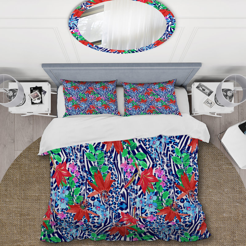 Multicolor Zebra Pattern - Cabin & Lodge Duvet Cover Set, Twin Duvet Cover + 1 Standard Sham