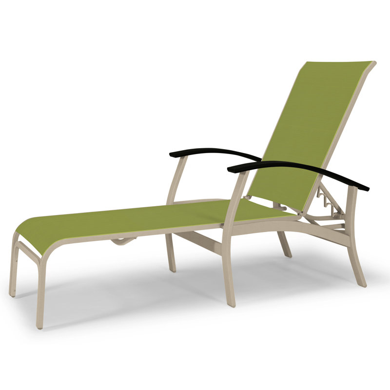Chaise longue inclinable Askar, Noir P70, Lime 38D Sunbrella®, Désert texturé