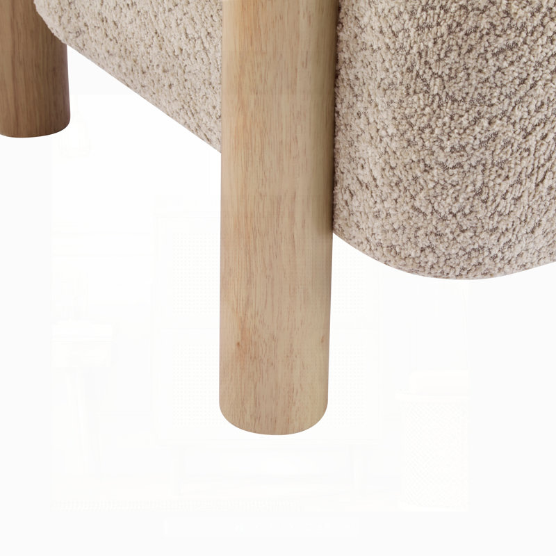 Fauteuil d'appoint rembourré Boucle avec coussins en mousse confortables et structure en bois d'hévéa robuste pour une assise élégante