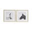 Set of 2 Horse Print Wall Art with Gold and White Accents, Framed Decor Panels