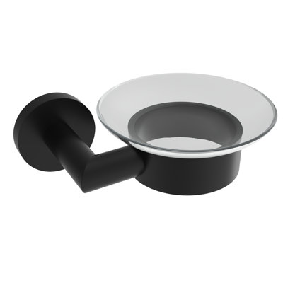 Summit Wall-Mounted Glass Soap Dish - Matte Black, Premium Brass Construction, Installation Hardware Included