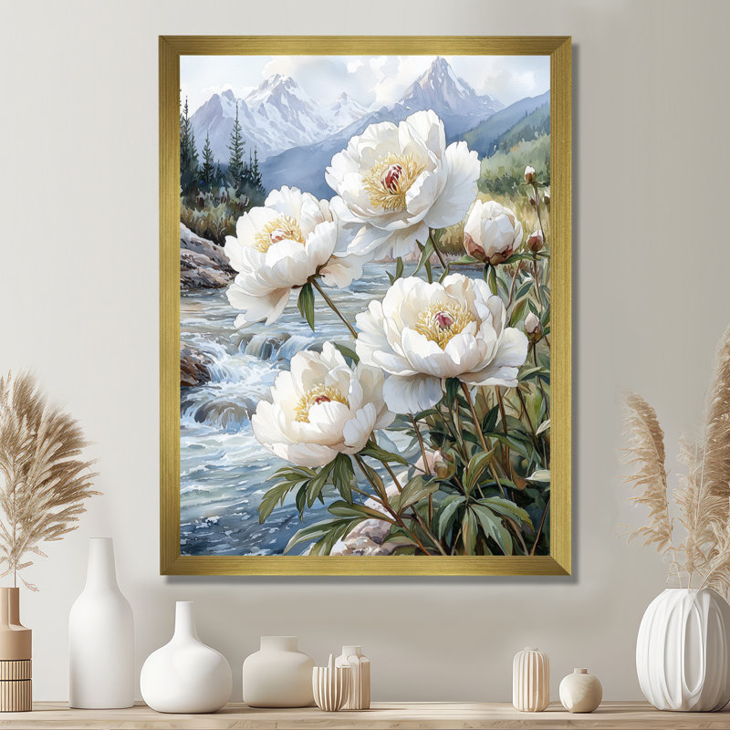 Gradyn - salon d'art mural floral, H 44 po x l 34 po, Reproduction encadrée d'une seule photo, Doré