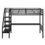 Structure de lit mezzanine en métal robuste avec bureau, lit mezzanine simple avec marches