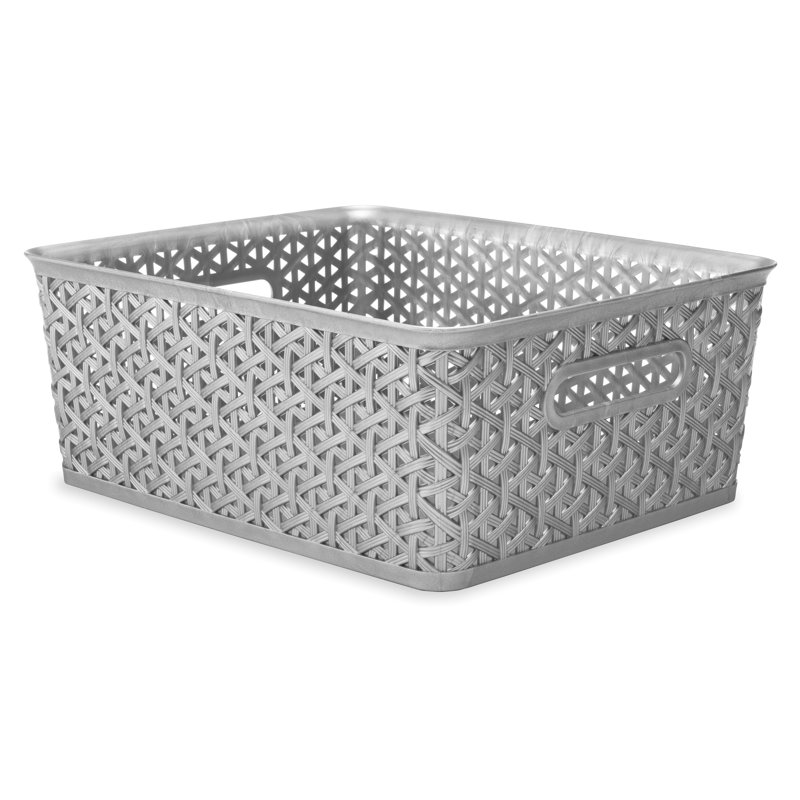 Whitmor Resin Form Half Basket, Large, Silver