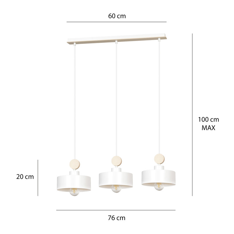 Anna-Lena 3 - Light Kitchen Island Pendant, White