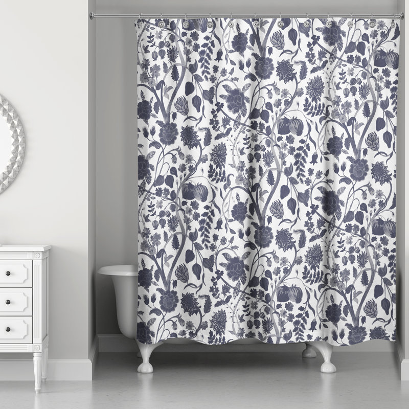 Rideau de douche simple Ahrian, Bleu marine