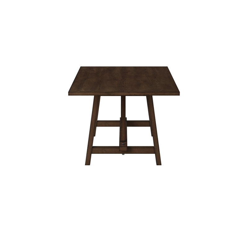 Table de salle à manger à tréteaux Atwood, chêne foncé bruni