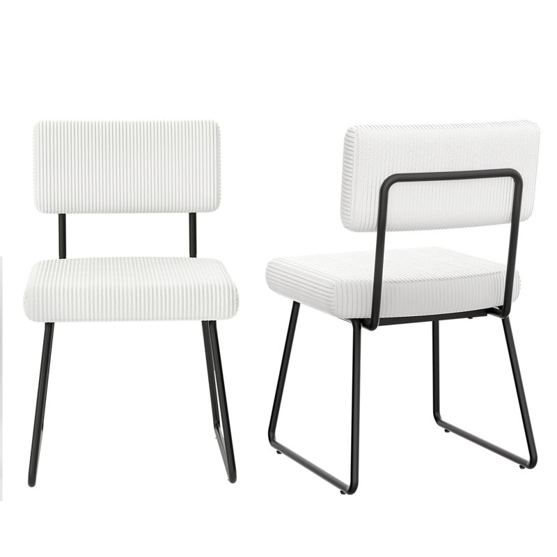 Chaise d'appoint rembourrée en velours Nikitia, Blanc