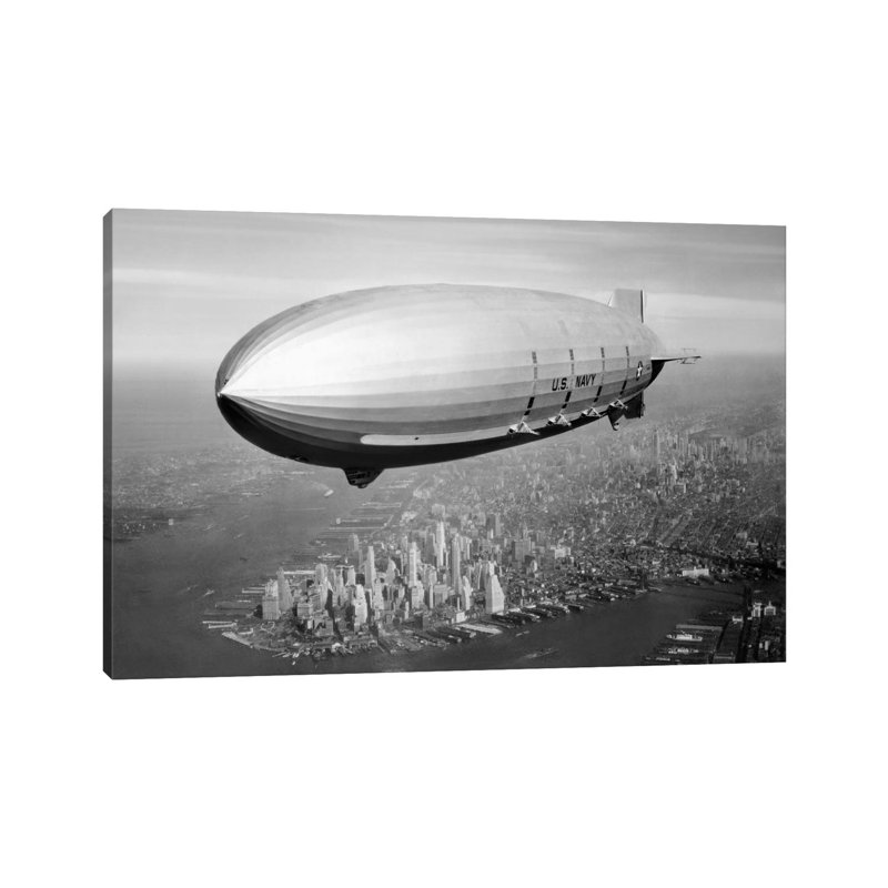 USS Macon Airship Flying Over New York City by Stocktrek Images - Wrapped Canvas Print, 20.32 cm H x 30.48 cm W
