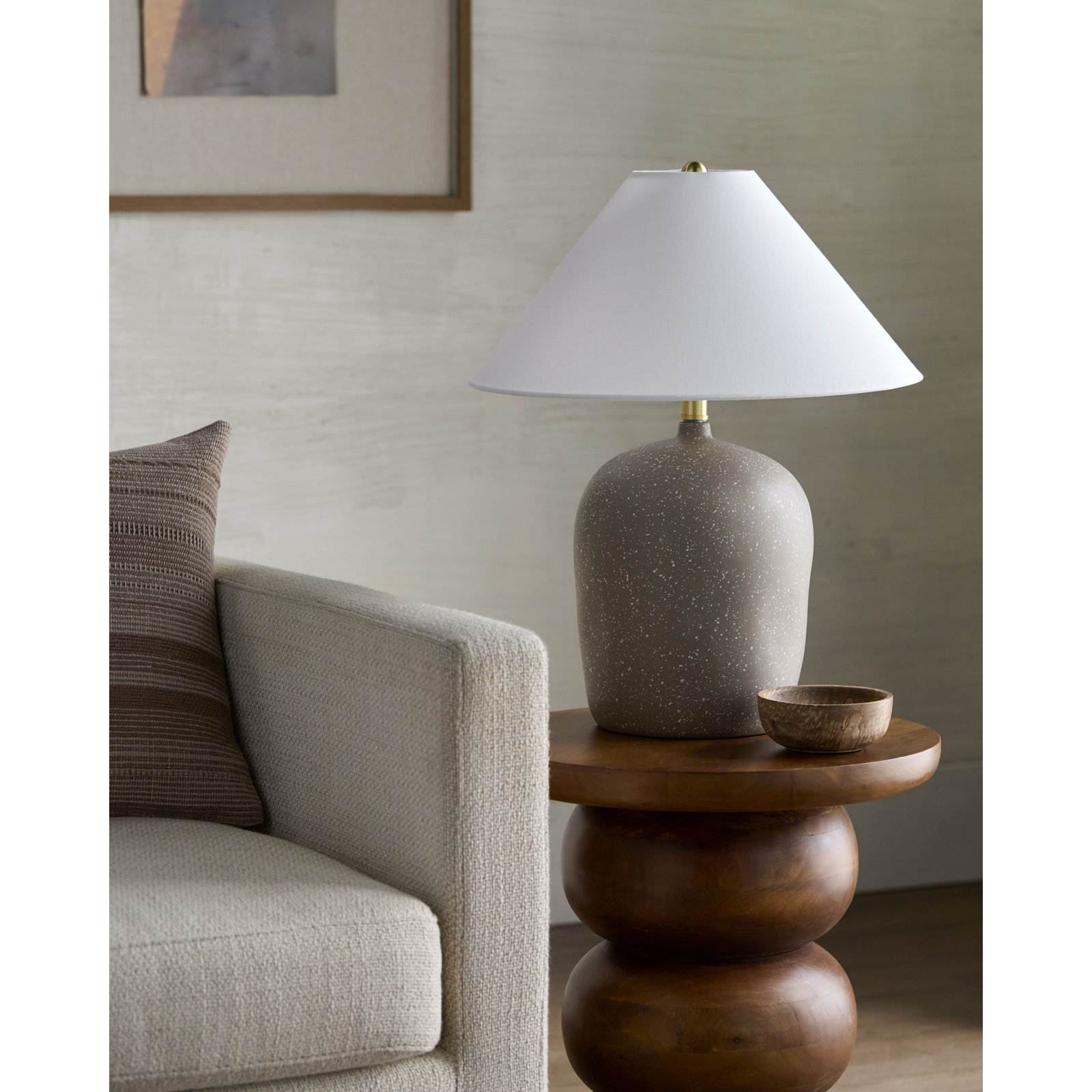 Danica Ceramic Table Lamp, Brown, Rattan Empire