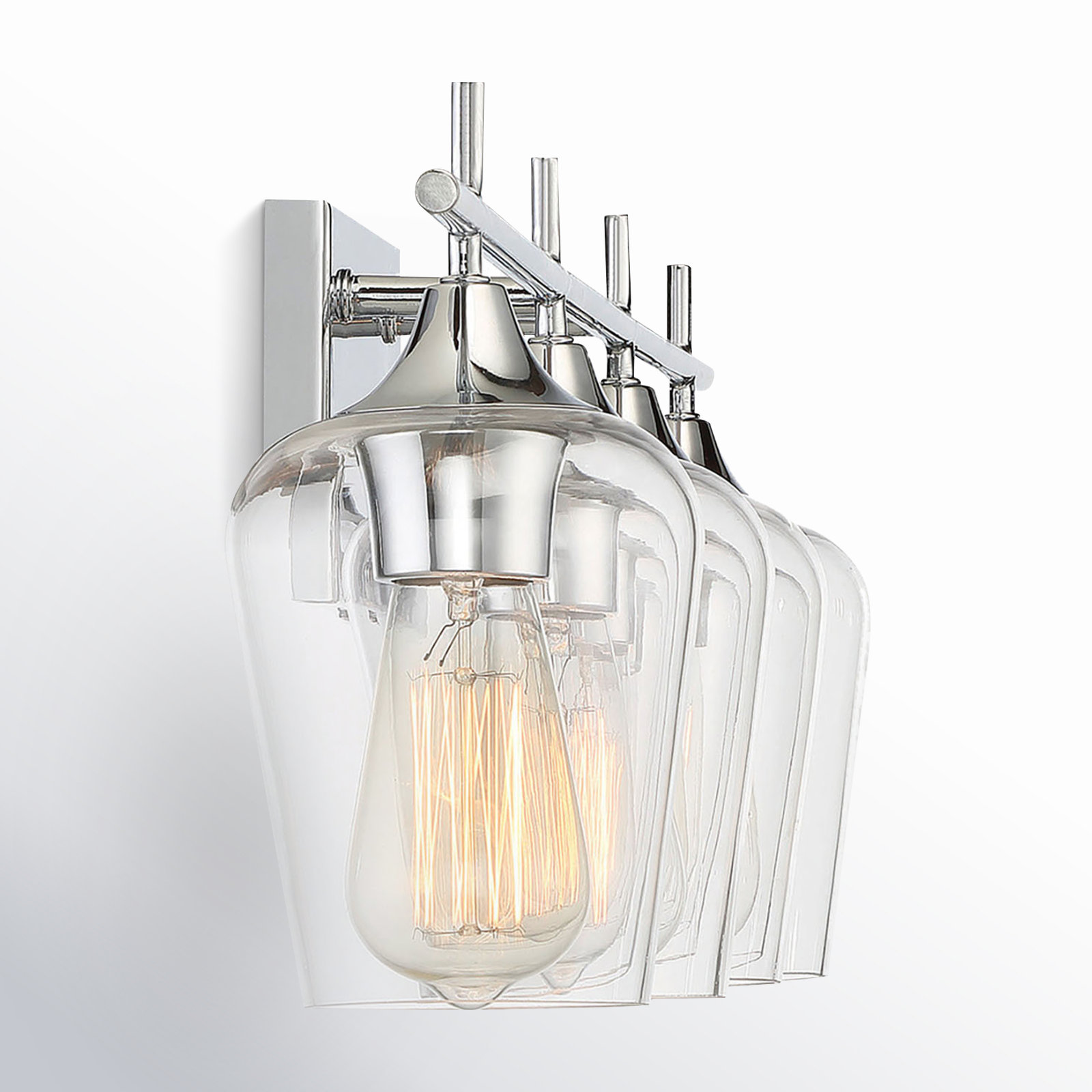 Breena 4-Light Dimmable Vanity Light, Polished Chrome, Clear