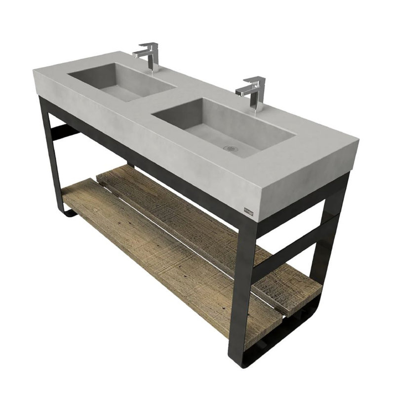 Outland 60'' W Double Vanity, Oil Rubbed Bronze, Carbon, Single Hole