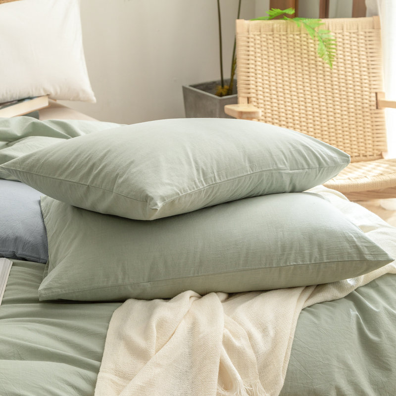 Housse de coussin 100% coton délavé Bestouch, Standard (20 po x 26 po), Vert sauge