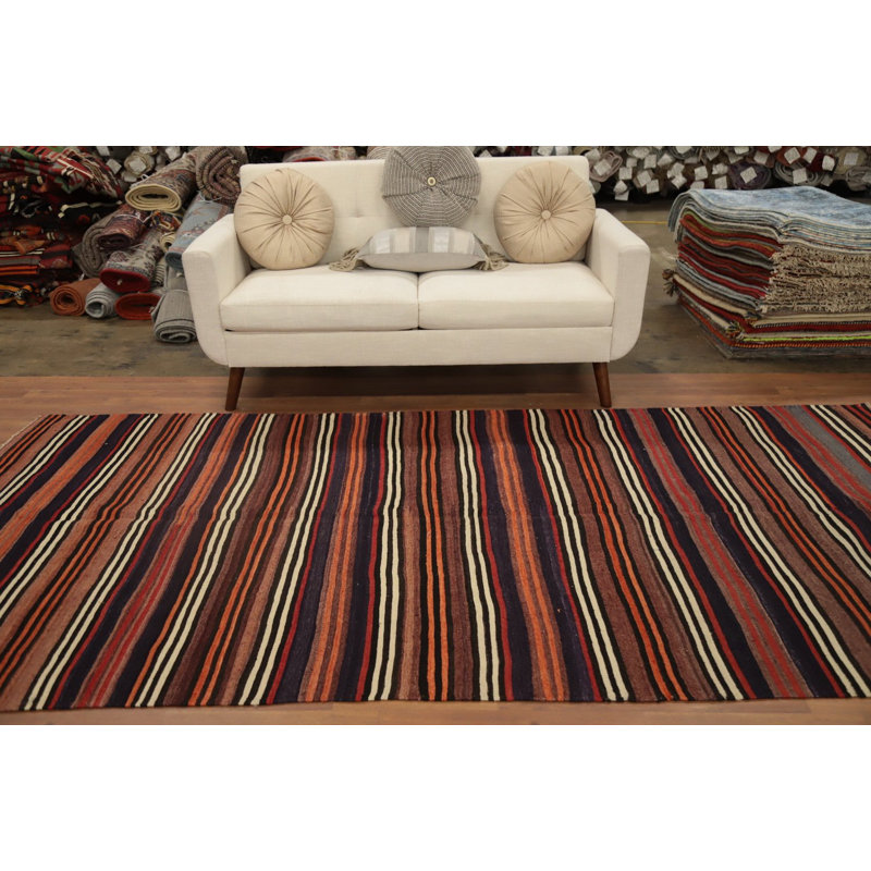 Tapis rayé en laine 5 x 5