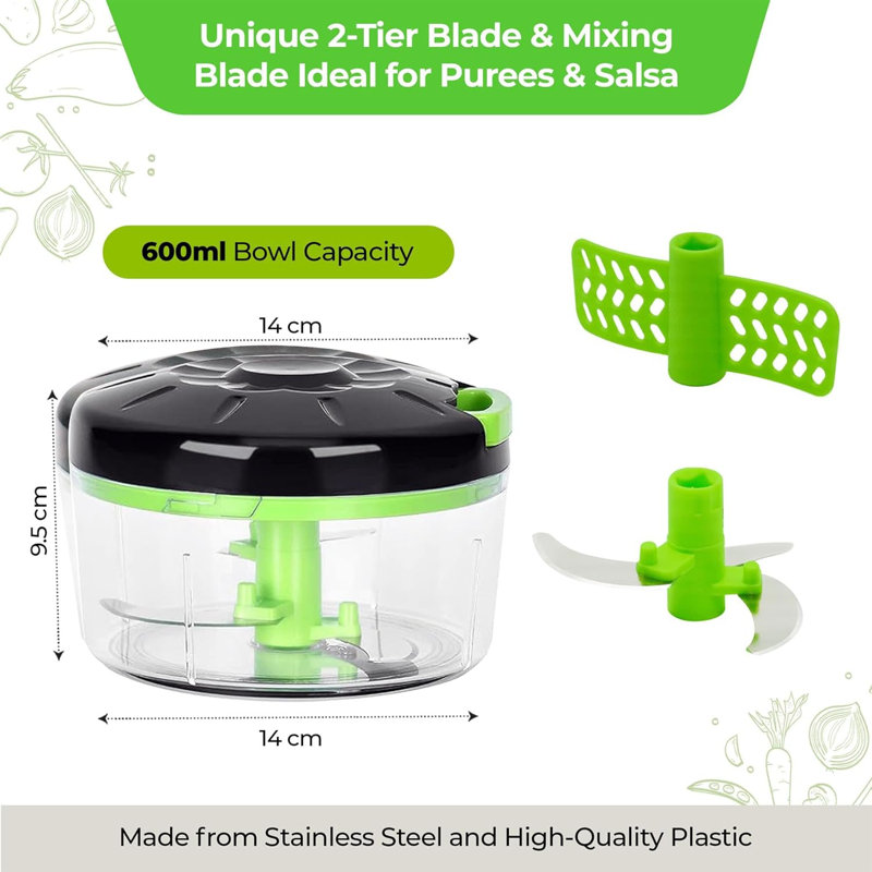 Mantraraj Hand Food Chopper With Pull String, Chopper For Vegetables, Fruits, Nuts, Meat, Spices, Onion, Multipurpose Mixer Blender Manual Food Chopper