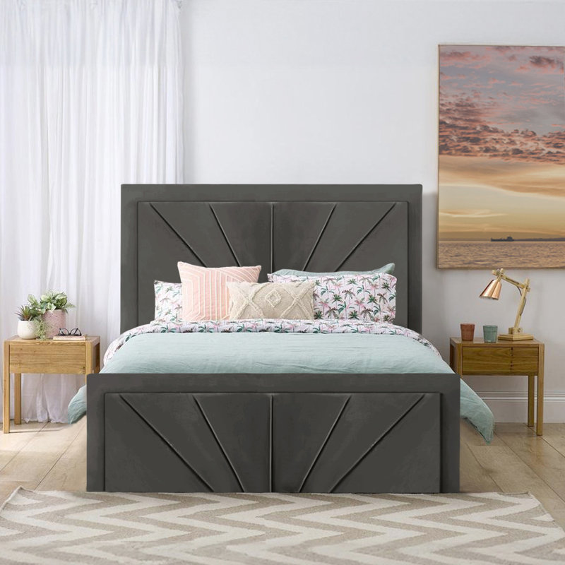 Upholstered Ottoman Storage Bed, Asphalt, Super King (6')