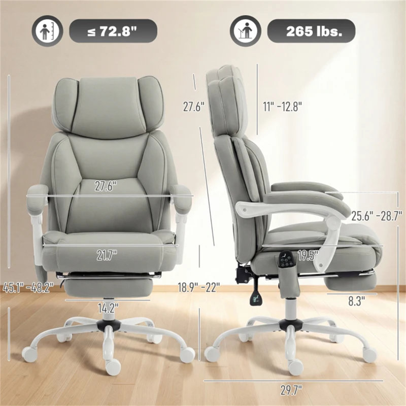 Chaise d'ordinateur, chaise de massage, chaise à haut dossier, chaise de bureau, Gris