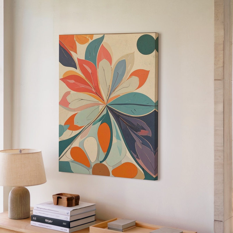 Motif géométrique audacieux à motif géométrique moderne et audacieux, art mural mural floral sur toile prêt à accrocher