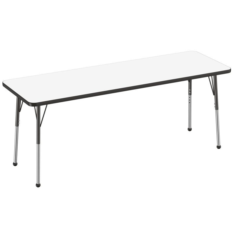 Table d'activités rectangulaire, 24 po x 72 po, Roulement à bille standard, Tableau blanc / noir