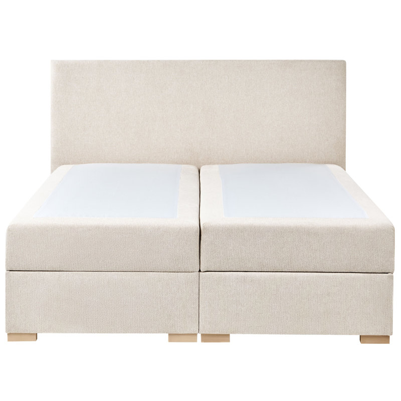 Upholstered Bed with Mattress, European Kingsize (160 x 200 cm), Light Beige