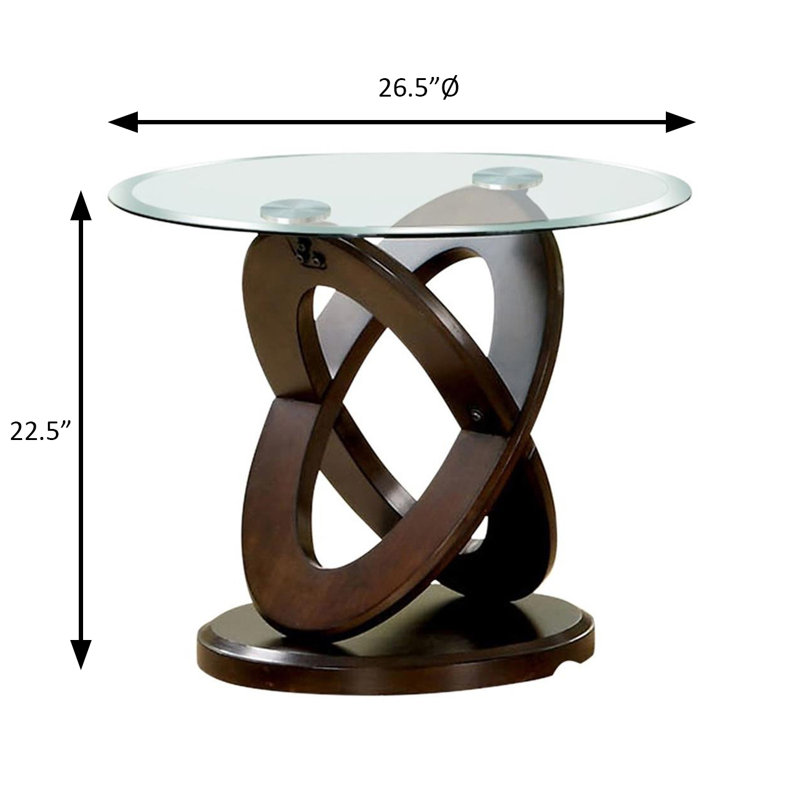 26.5" W Contemporary End Table, Dark Walnut