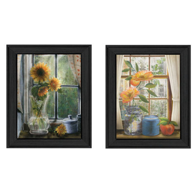 «Flowers», ensemble de 2 peintures encadrées