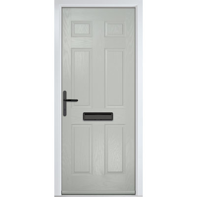 Crystal GRP Front door Muirfield solid Agate Grey 890mm x 2090mm Open in Left hand None Glass