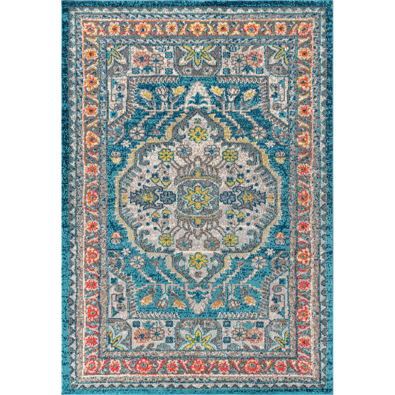 Schifflange Machine Woven Blue/Orange Indoor Rug, Rectangle 122 x 183cm