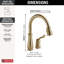 Robinet de cuisine en or brossé avec douchette rétractable Leland, robinet d'évier de cuisine monotrou traditionnel, poignée simple, bronze champagne-2024633927