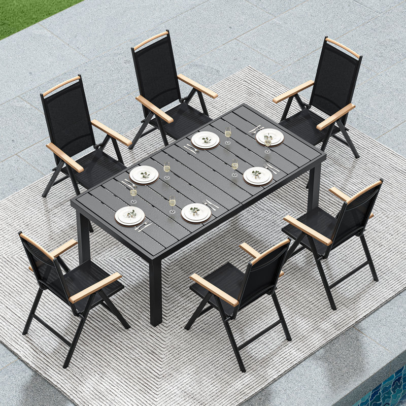 Hindertje Garden Table, 140 x 90 cm, Patio Table with WPC Wooden Table Top and Aluminium Frame
