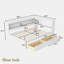 Lit de jour multiple avec tablettes de rangement, USB, DEL et 2 tiroirs-123034874