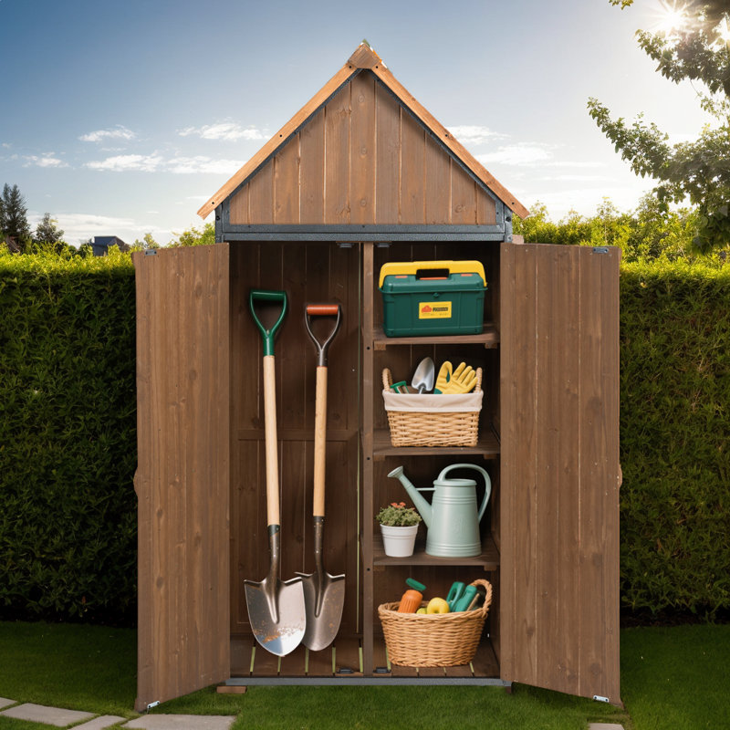 Armoire de rangement extérieure, abri de jardin avec structure en métal et 5 compartiments