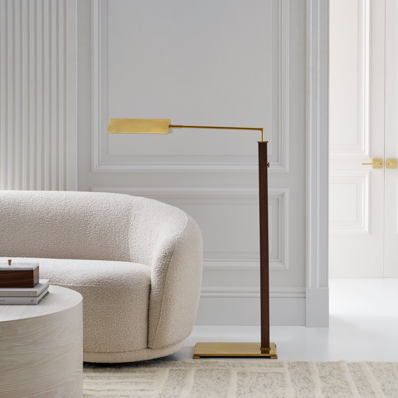 Copse Task Floor Lamp, Polished Nickel/Walnut, Silver