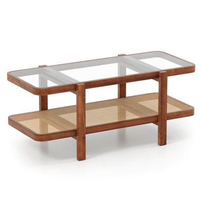 Table basse rustique à 2 niveaux avec plateau en PE