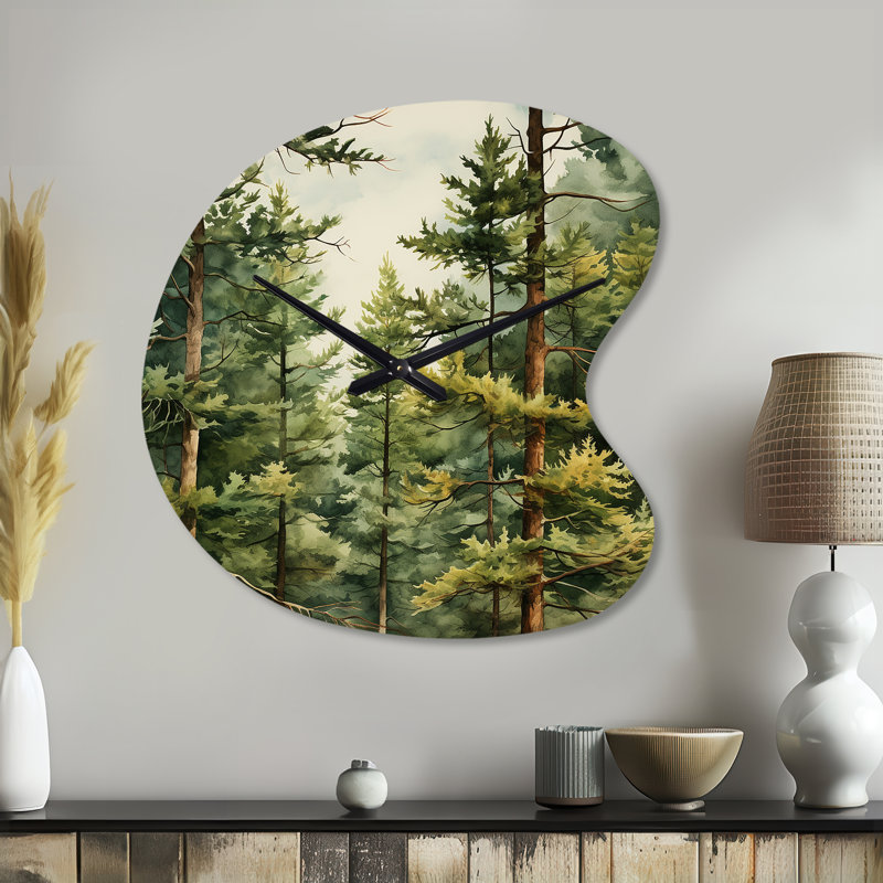 Pine Tree Symphony II - Horloge murale en forme de pin, horloge murale traditionnelle asymétrique, Petit