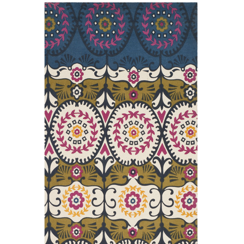  tapis Bleu Et Rose Allison, Rectangle 2 pi 3 po x 3 pi 9 po